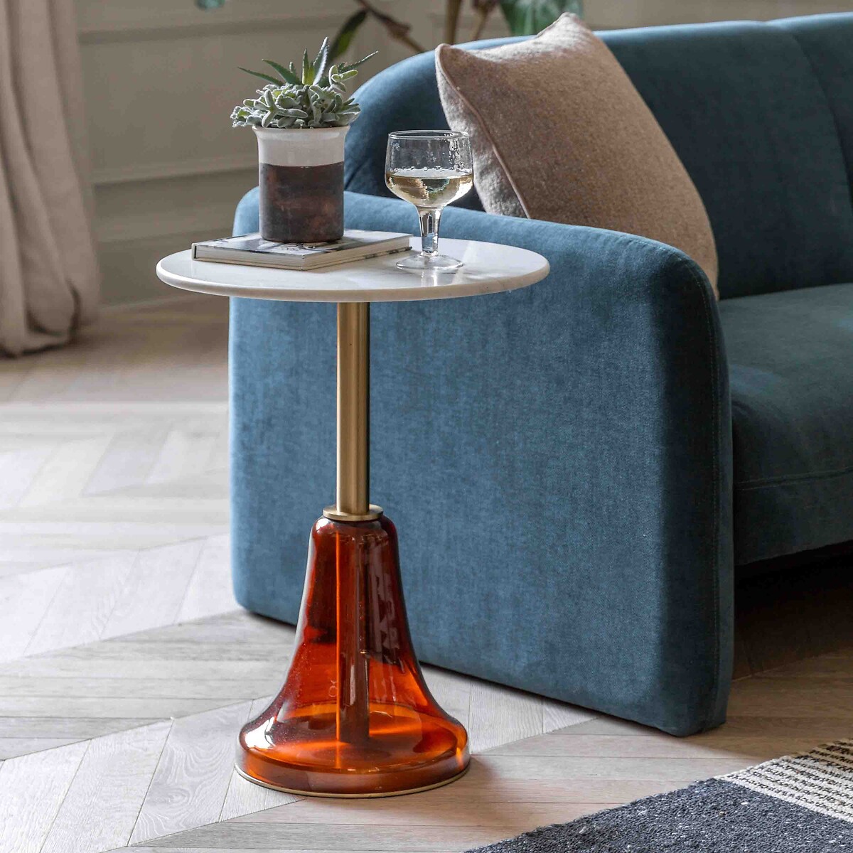 Édité Biscay Marble & Glass Side Table Unisex Orange