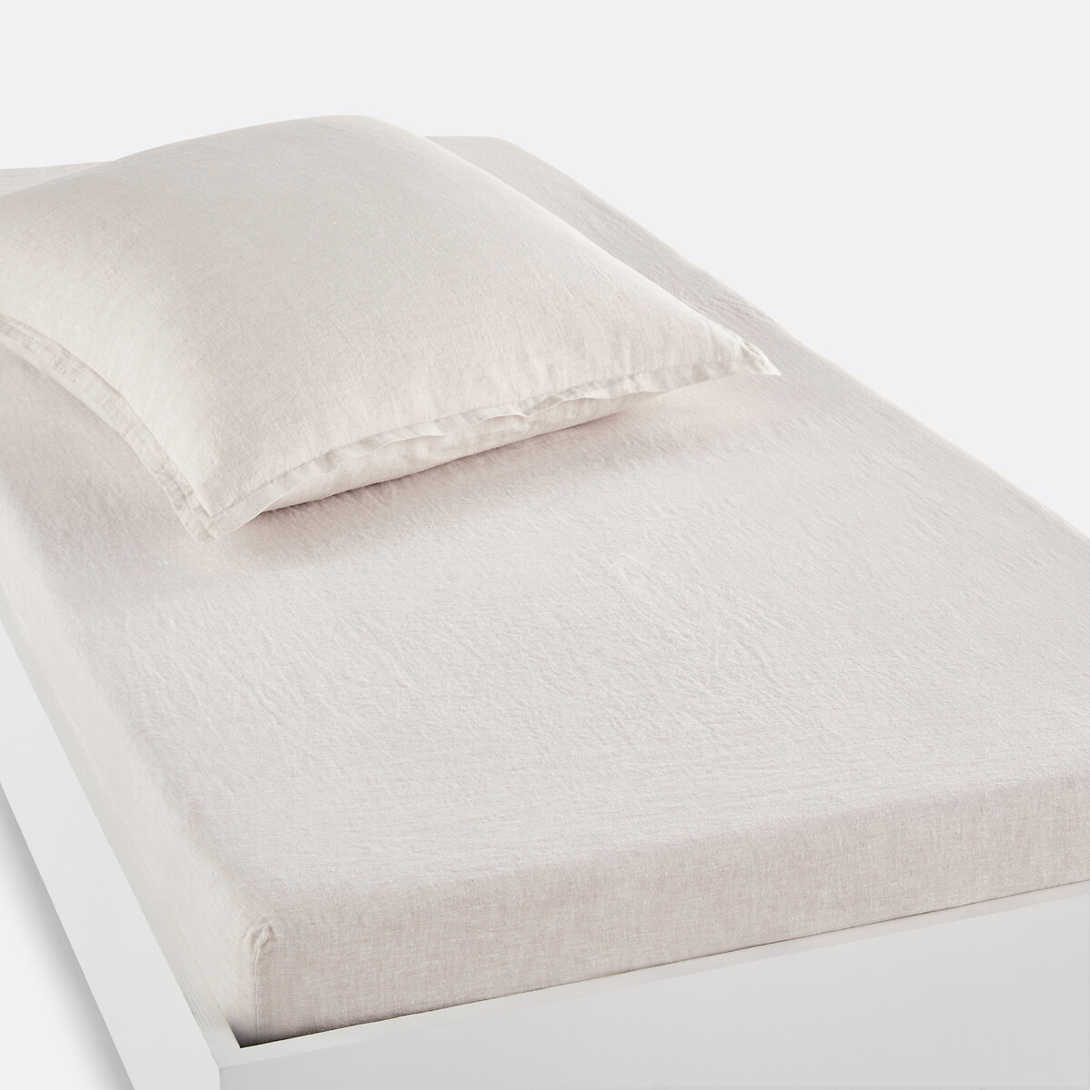 La Redoute Interieurs Linot 30Cm High Washed Linen Child's Fitted Sheet Unisex Natural Single (90X190cm)