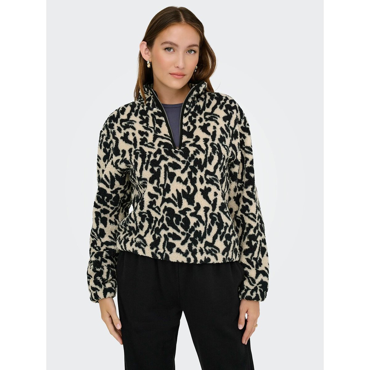 Only Bedrukte Fleece Met Ritssluiting