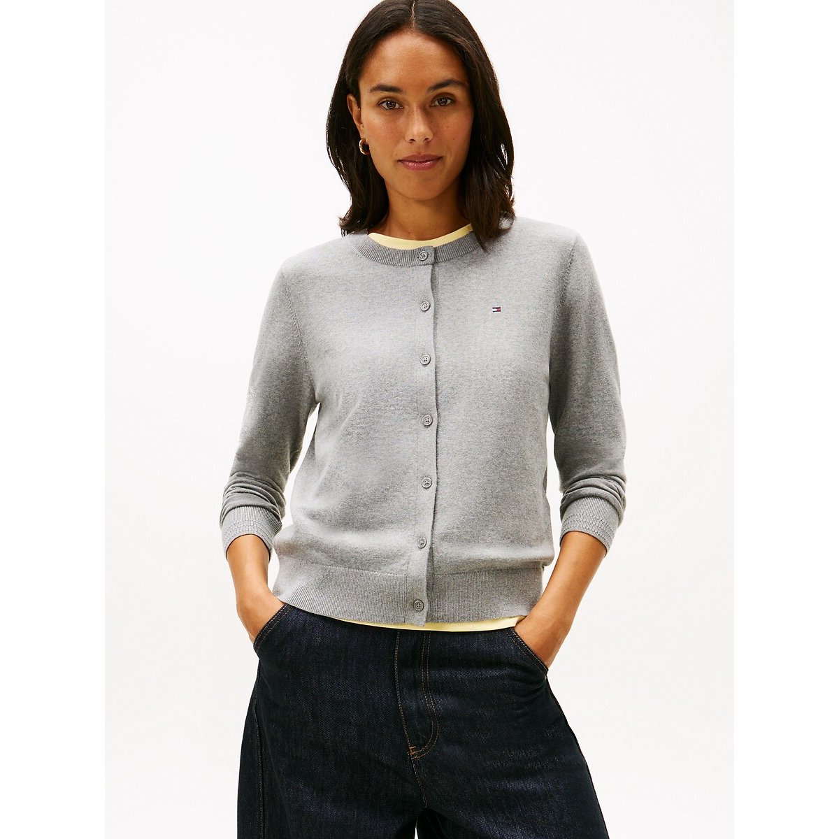 Tommy Hilfiger Crew Neck Cardigan Women's Grey Extra Small