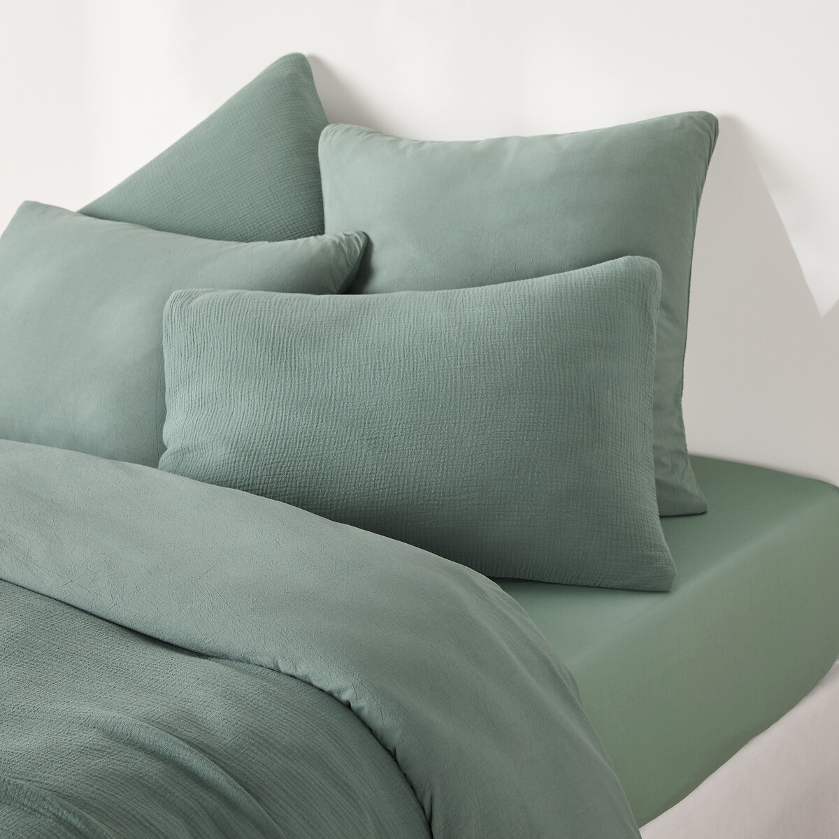 Drap-housse Uni, En Coton Lavé, Bonnet 30 Cm, KUMCO — vue 3