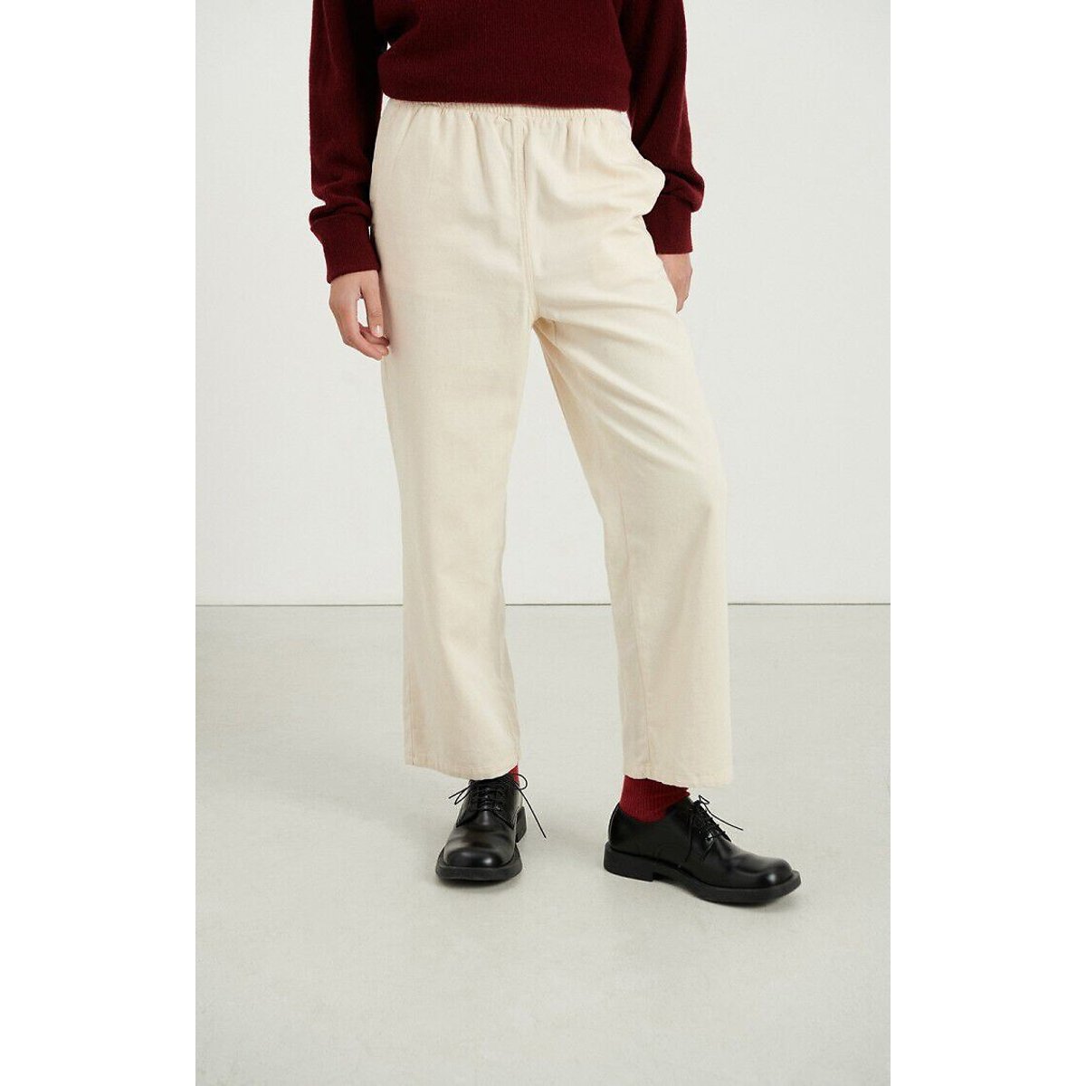 American Vintage Lycaz Elasticated Waist Straight Trousers Women's Ecru Medium