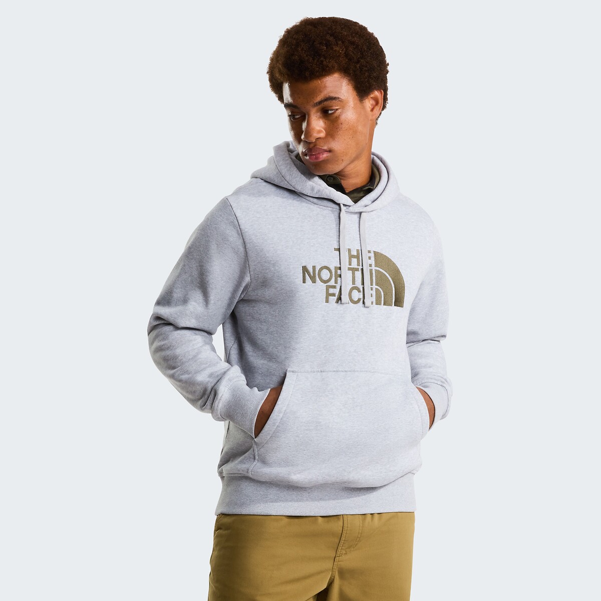 The North Face Logo Print Hoodie In Cotton Mix Men's Grey Xxl