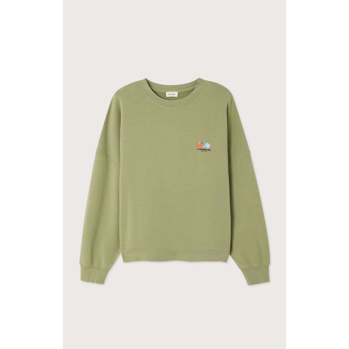 American Vintage Atubay Long Sleeve Crew Neck Sweatshirt Women's Light Khaki Small