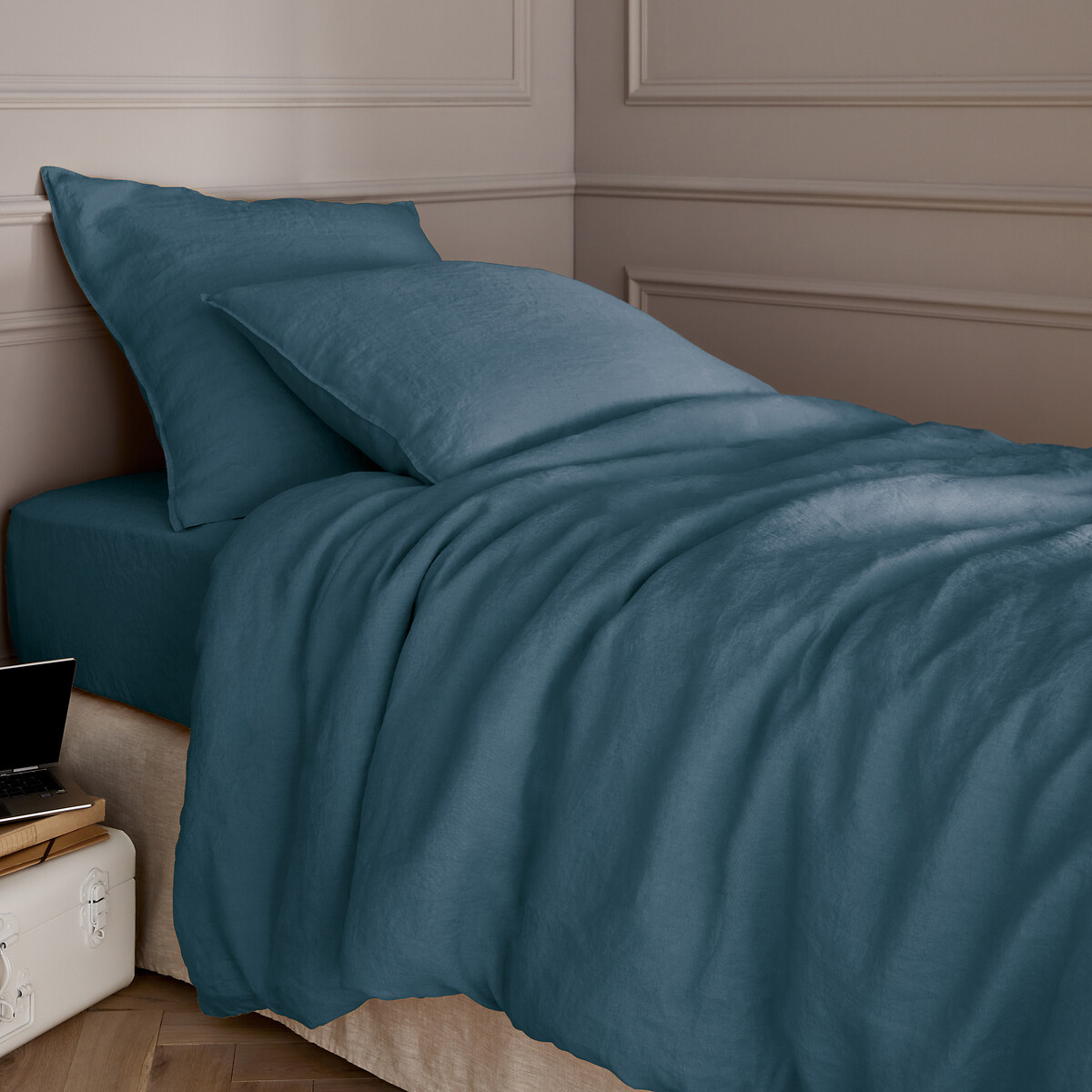 Am.pm Elina Washed Linen Child's Duvet Cover Unisex Peacock Blue Double (200X200cm)