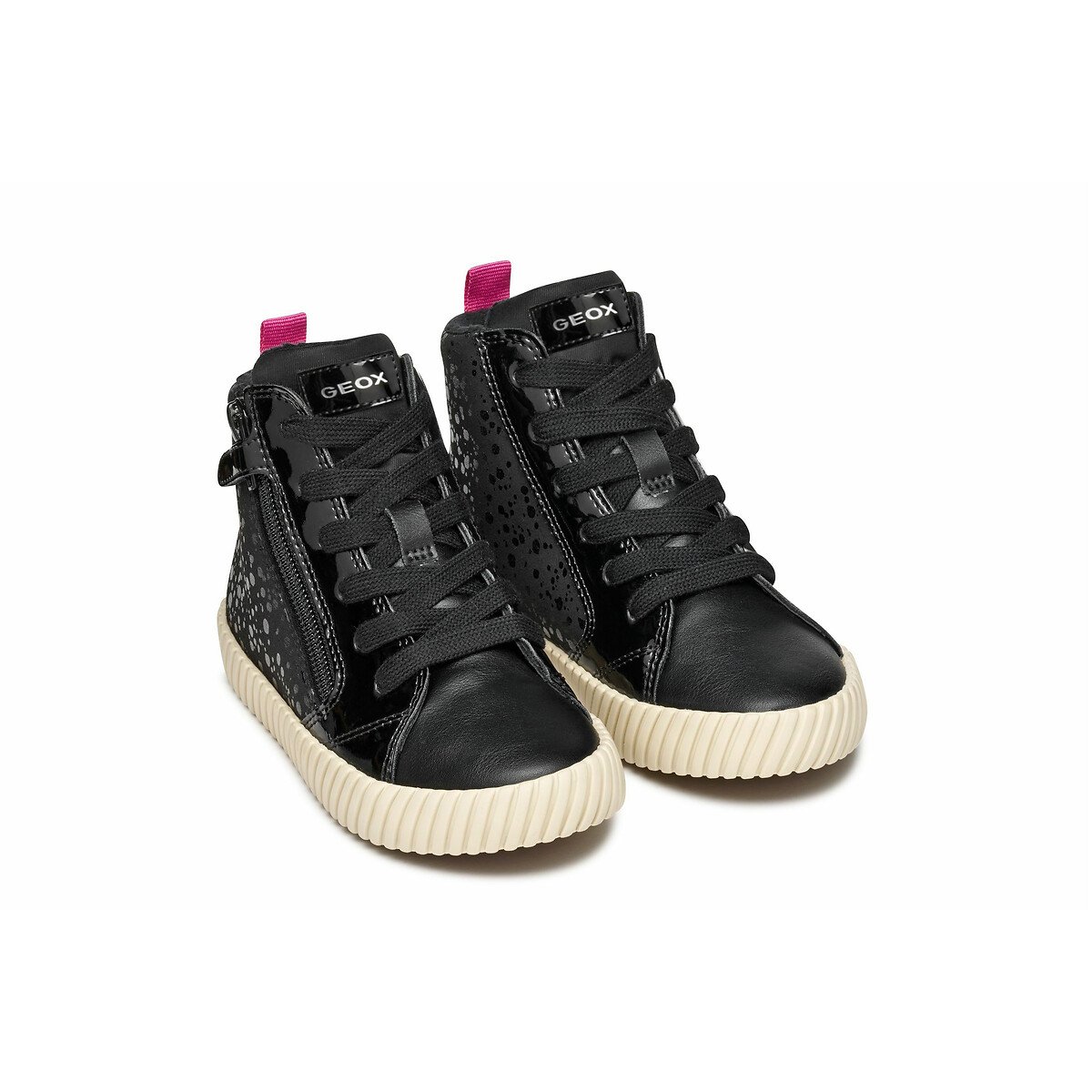 Geox Black Kids Mirroless Breathable High Top Trainers Size 39