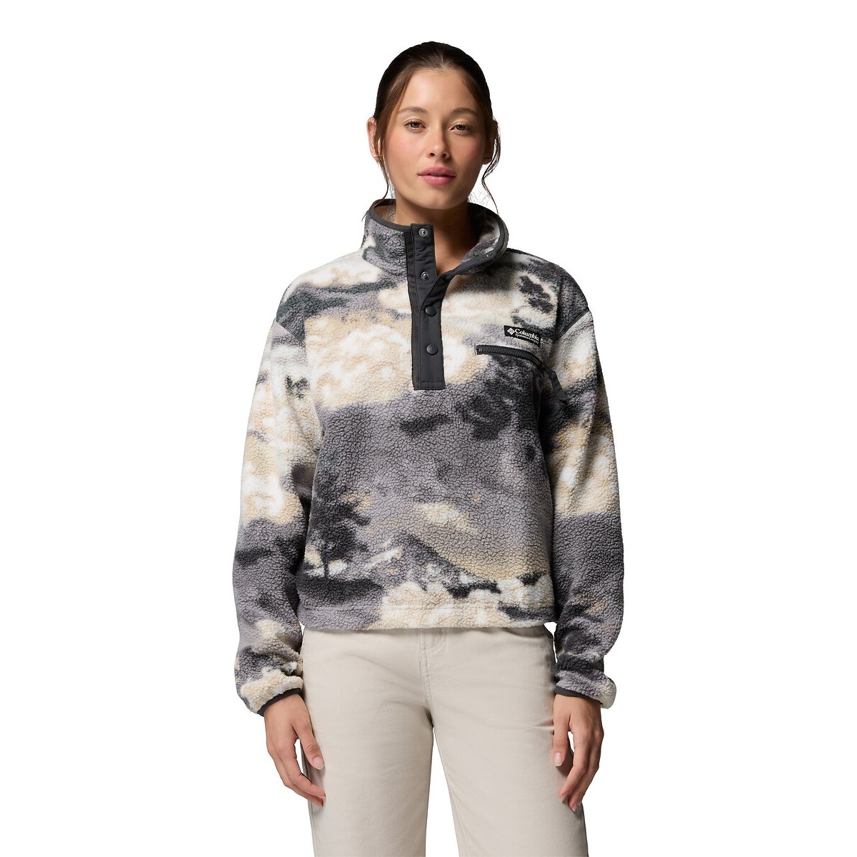 Polaire Sherpa Courte Semi-Boutonnée en Helvetia