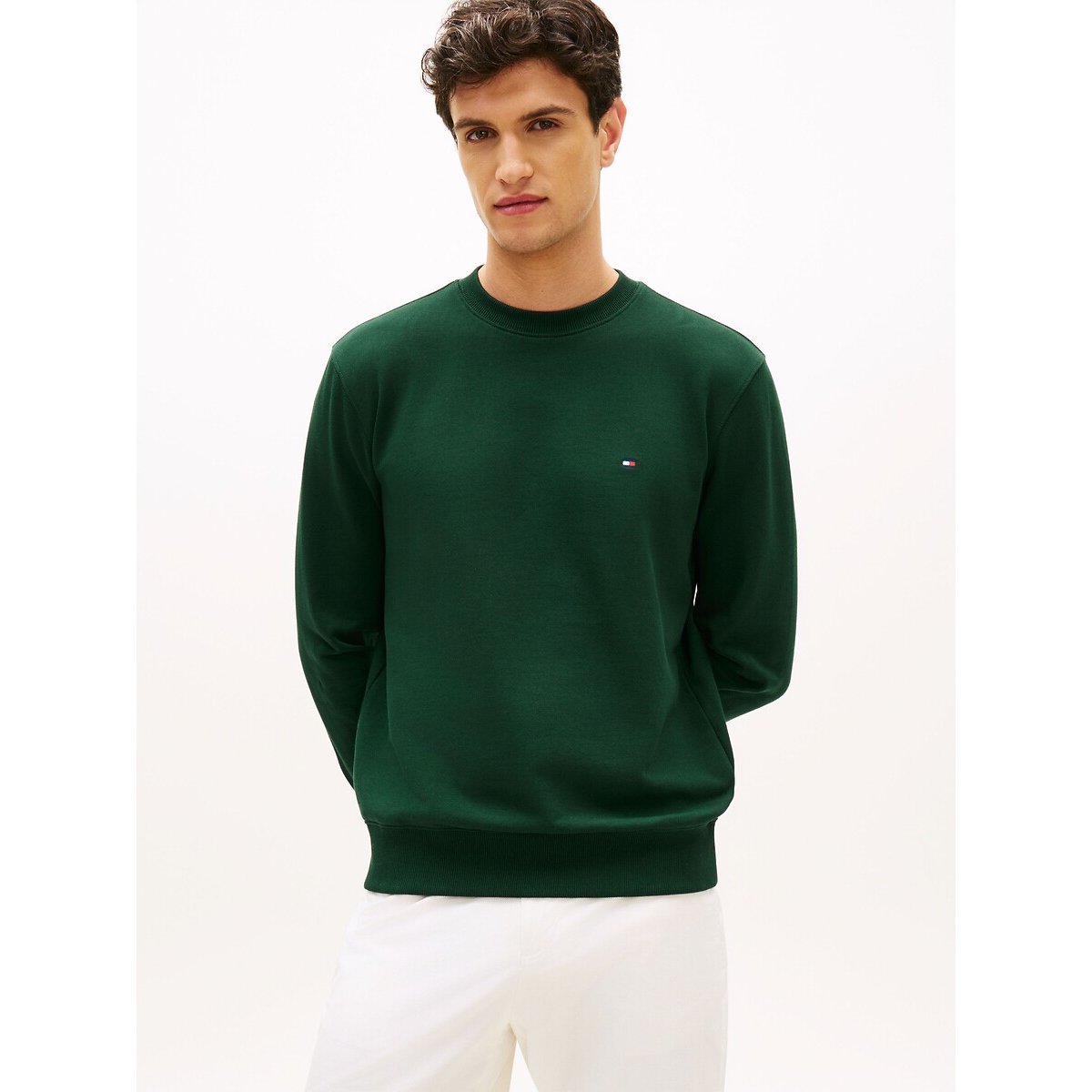 Tommy Hilfiger Fleece Sweatshirt With Embroidered Flag Men's Dark Green Medium