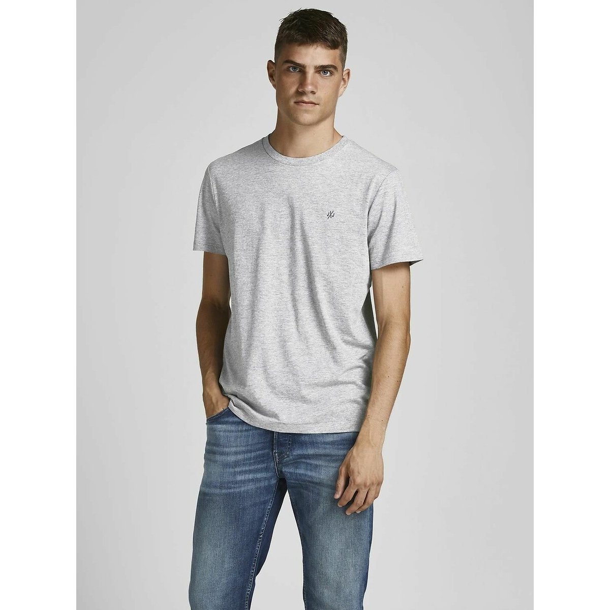 Jack & Jones Pack Of 5 T-Shirts Men's Grey+Black+Navy+White+Olive Xxl