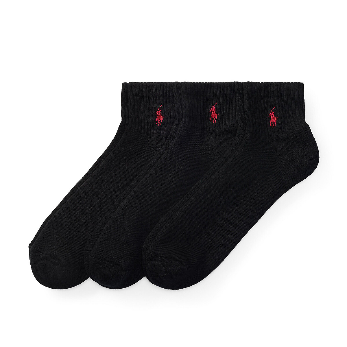 Polo Ralph Lauren Pack Of 3 Pairs Of Cotton Mix Sports Socks Men's Black + Black + Black Size 39