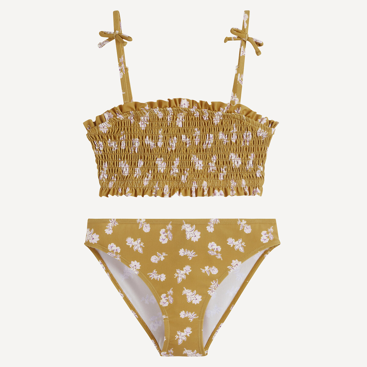 La Redoute Collections Floral Print Bikini Bronze Print 12Y (150Cm)