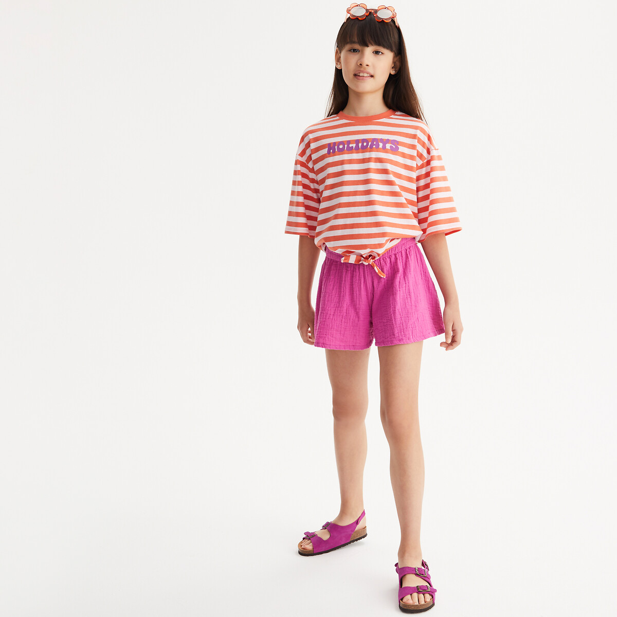 La Redoute Collections Cotton Muslin Shorts Pink 4Y (102Cm)