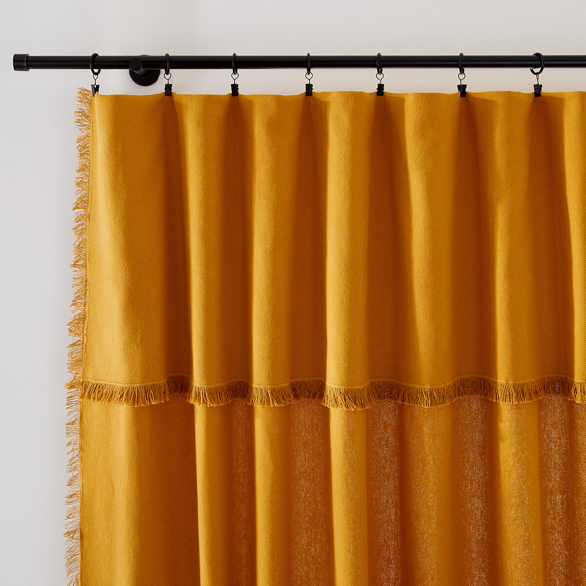 La Redoute Interieurs Panama Curtain Panel In Woven Cotton Unisex Mustard Size D280 X W135cm