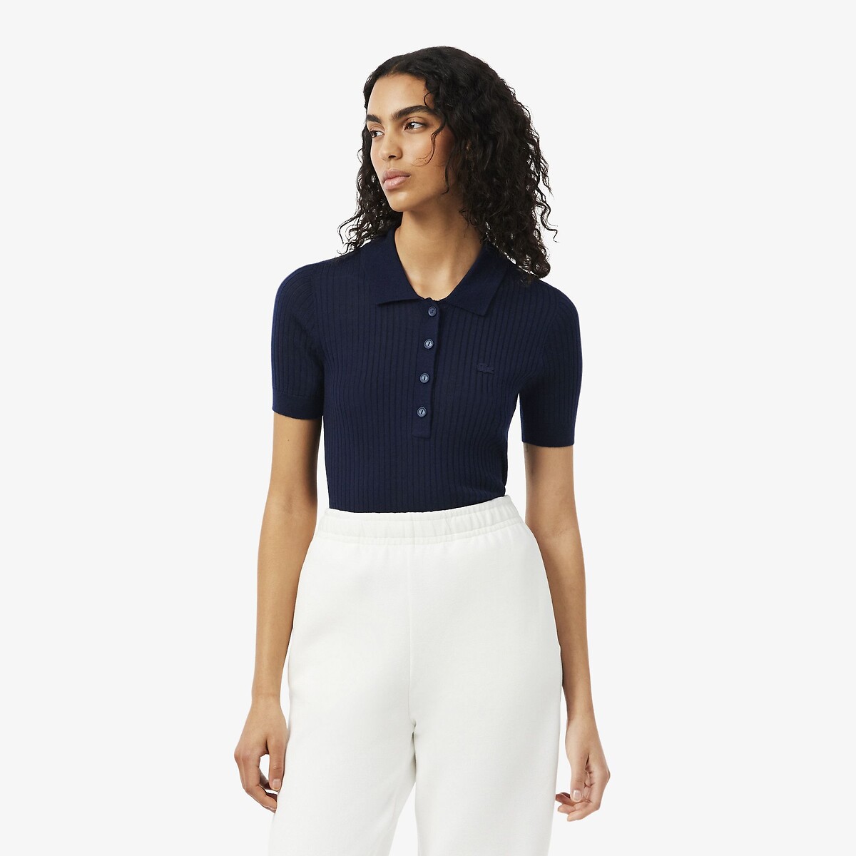 Lacoste Jersey con cuello polo de manga corta. Talla 38. Color Azul