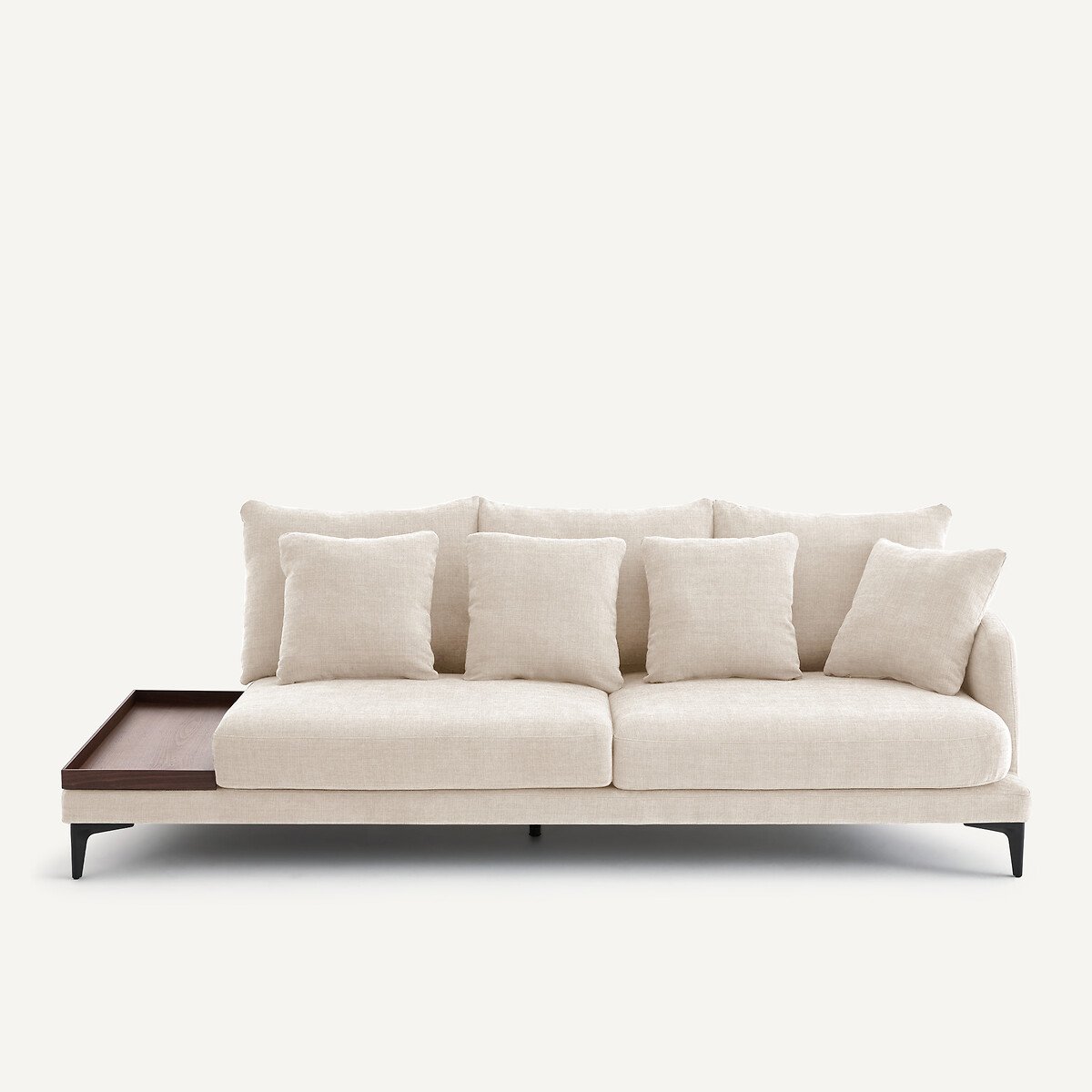 EMMANUEL GALLINA X AM.PM Halve bank met tafelblad, van polyester en katoen, MODERNISTE