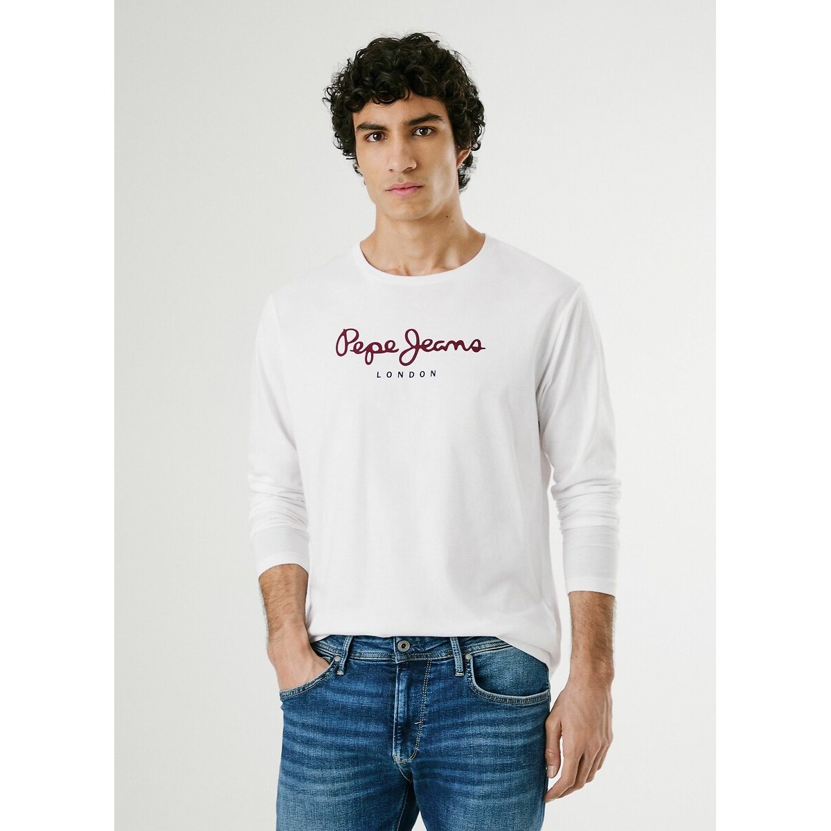 Pepe Jeans Eggo Crew Neck T-Shirt With Long Sleeves Men's White Xxl