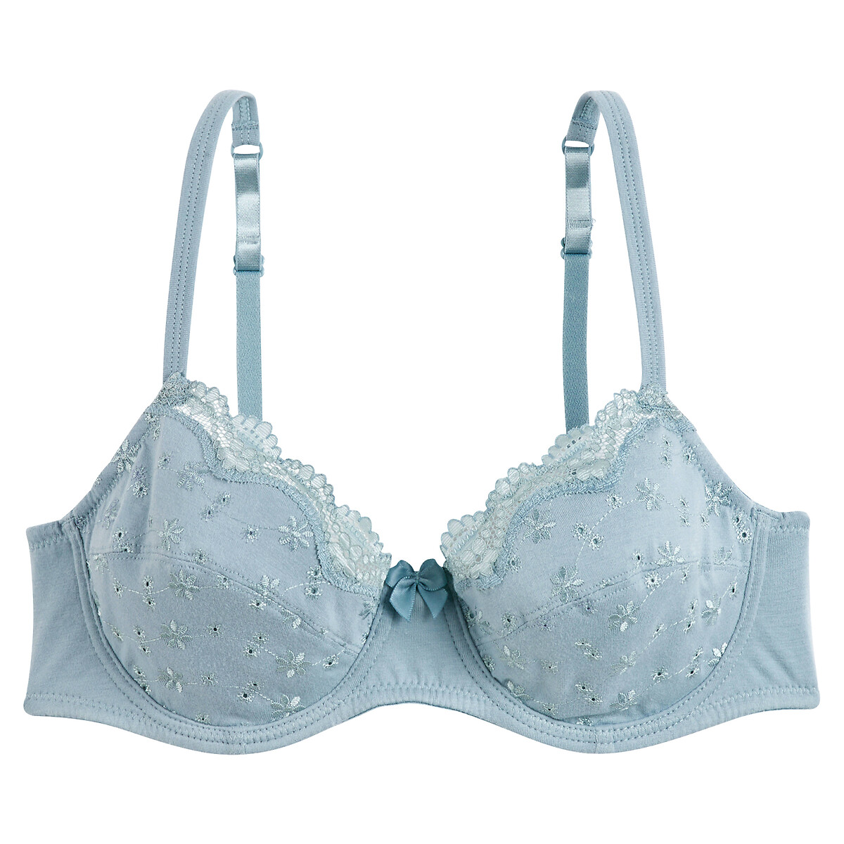 La Redoute Collections Galya Full Cup Bra In Embroidered Cotton Women's Green 32C