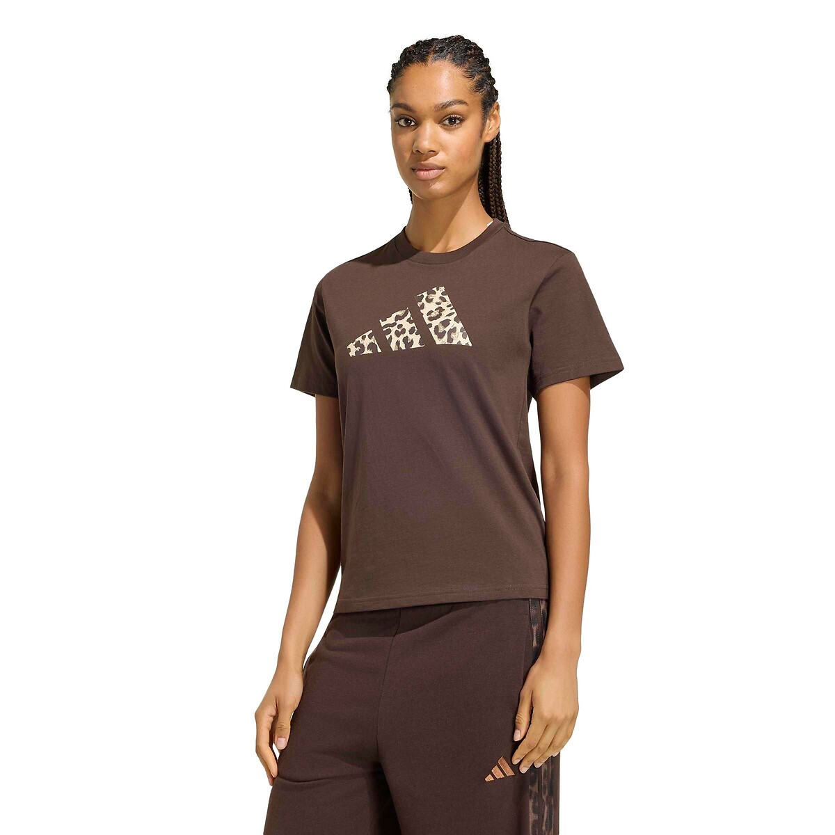 Adidas T-shirt Met Korte Mouwen En Logo In Luipaardprint
