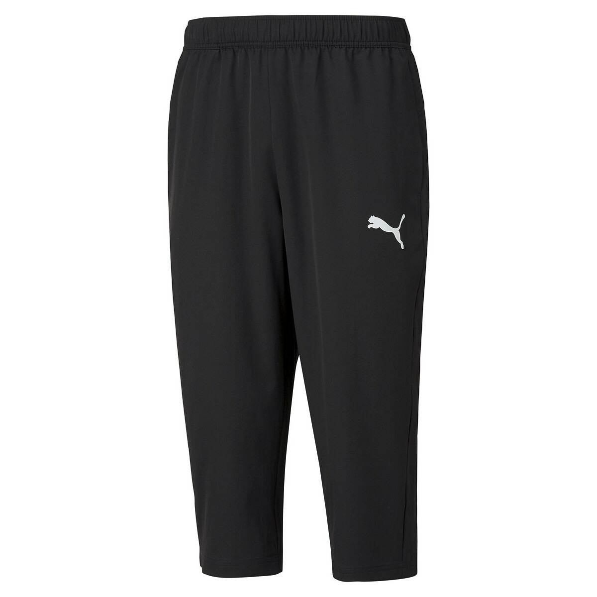 Puma Men's Black Sport Essential Cropped Trousers With Logo Print Medium
