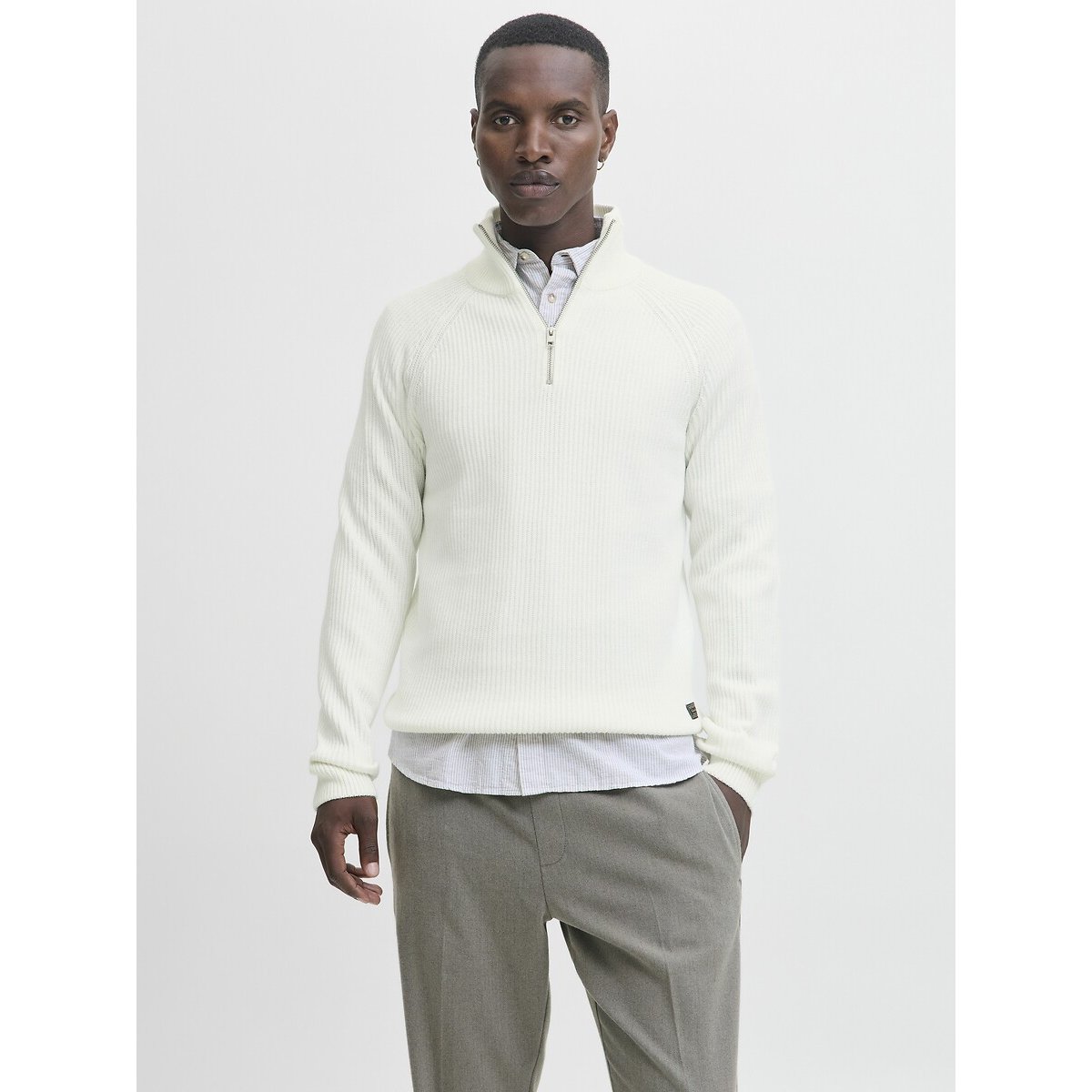 Jack & Jones Trucker Jumper With Half Zip Men's Cream Extra Large