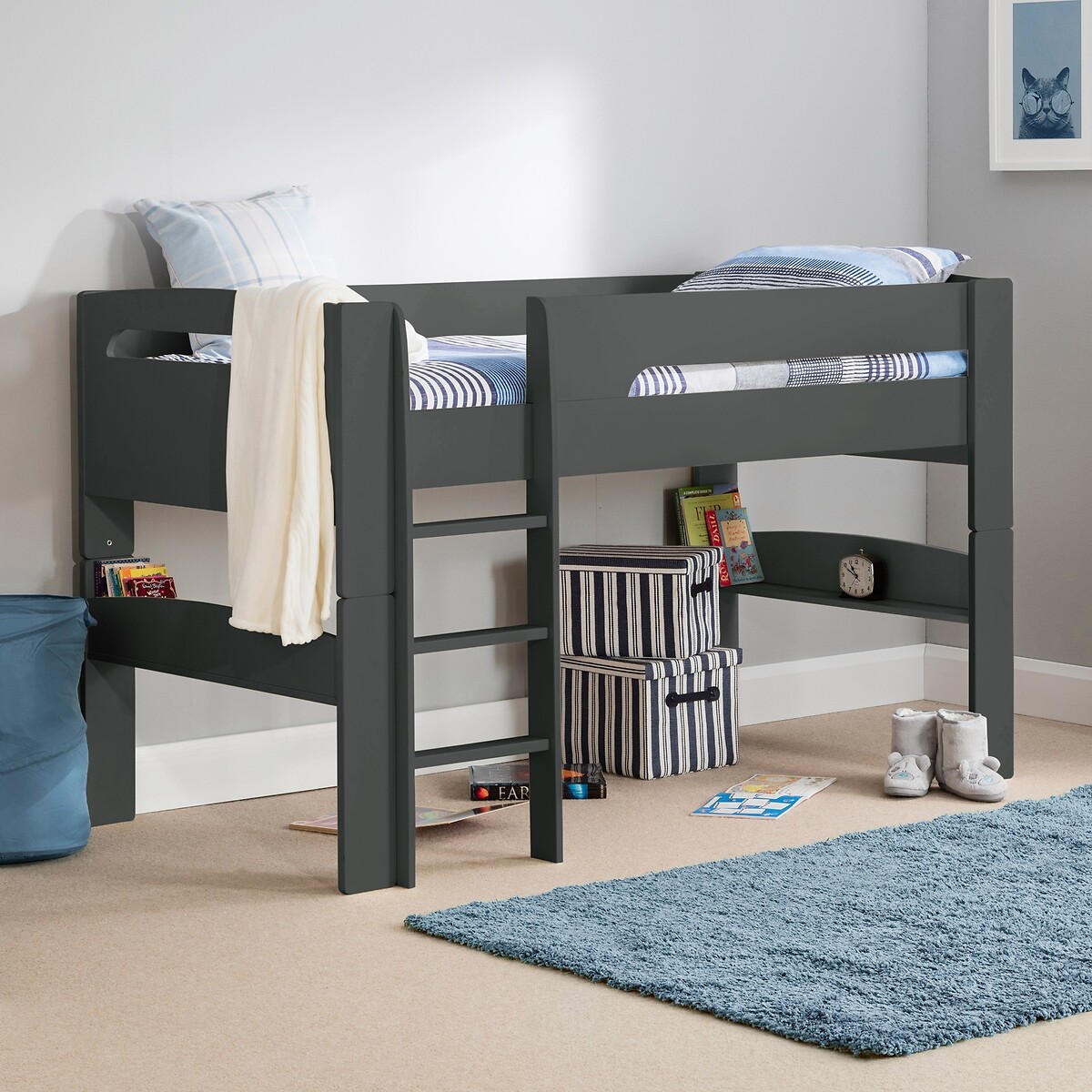 So'home Unisex Charcoal Apollo Midsleeper Bed Single Size (90 X 190Cm)