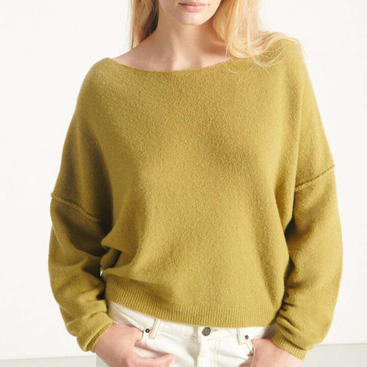 American Vintage Damsville Boat Neck Jumper In Chunky Knit Women's Bronze Khaki Large