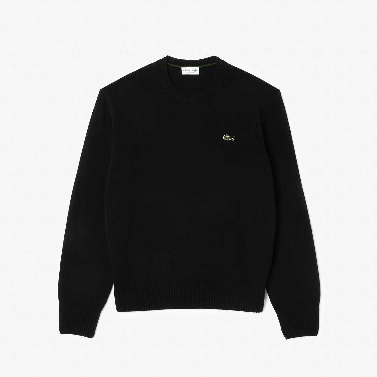 Lacoste Effen Trui Met Ronde Hals In Jersey Van Gekaarde Wol
