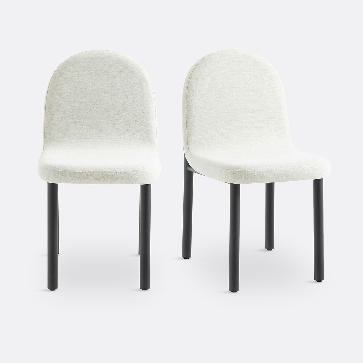 Lot de 2 chaises tissu et métal fer noir, Polly