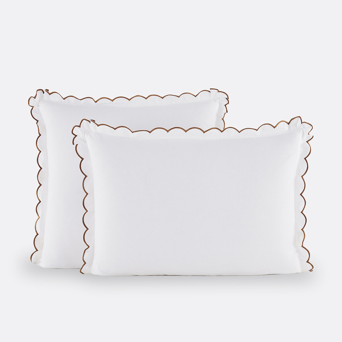La Redoute Interieurs Scenario Pillowcase In Plain Washed Cotton Unisex White/Bronze Square (63X63cm)