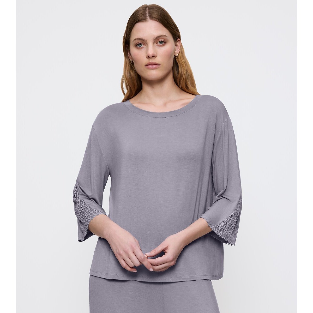 Triumph Aura Spotlight Pyjama Top In Modal Women's Grey Size 10