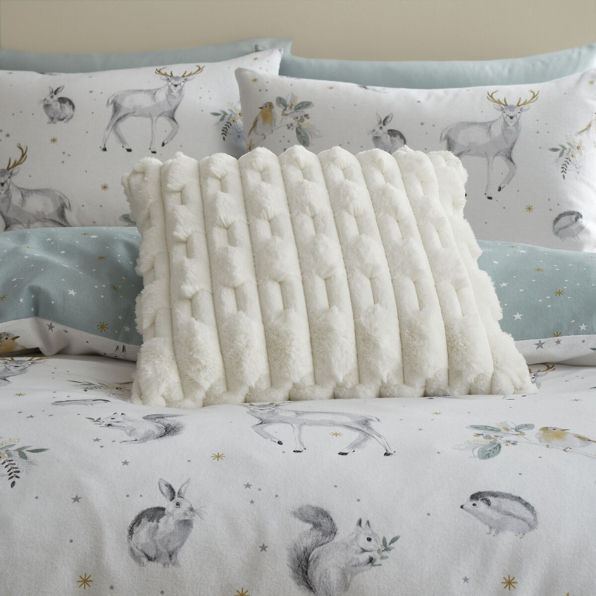Julian Charles Cream Bianca So Soft Carved Faux Fur Cushion - One Size - Image 9