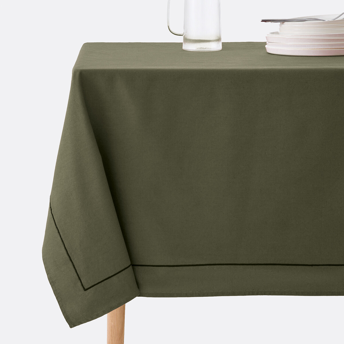 La Redoute Interieurs Unisex Khaki Métis Bourdon Washed Cotton Linen Tablecloth Medium