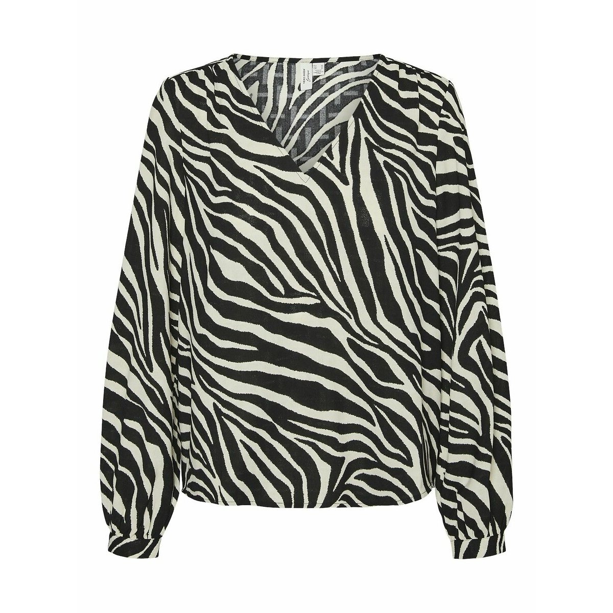 Vero Moda Zebra Print V-Neck Blouse Women's Black/Ecru Extra Small