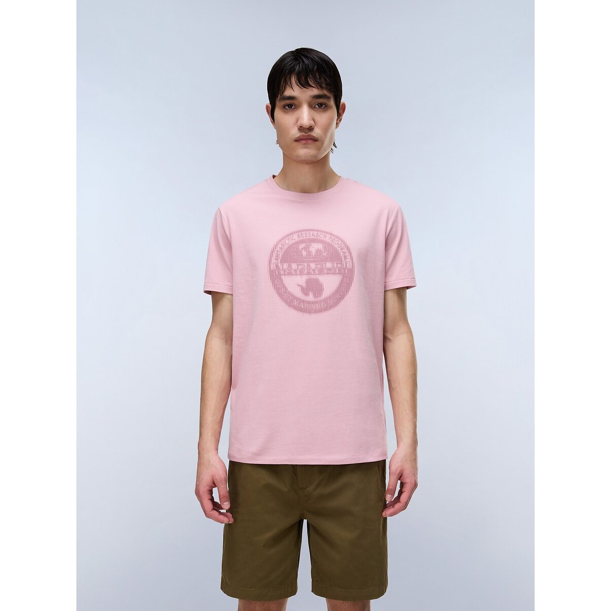 Napapijri S-Mahsa Chest Logo Short Sleeve T-Shirt Men's Pink Small