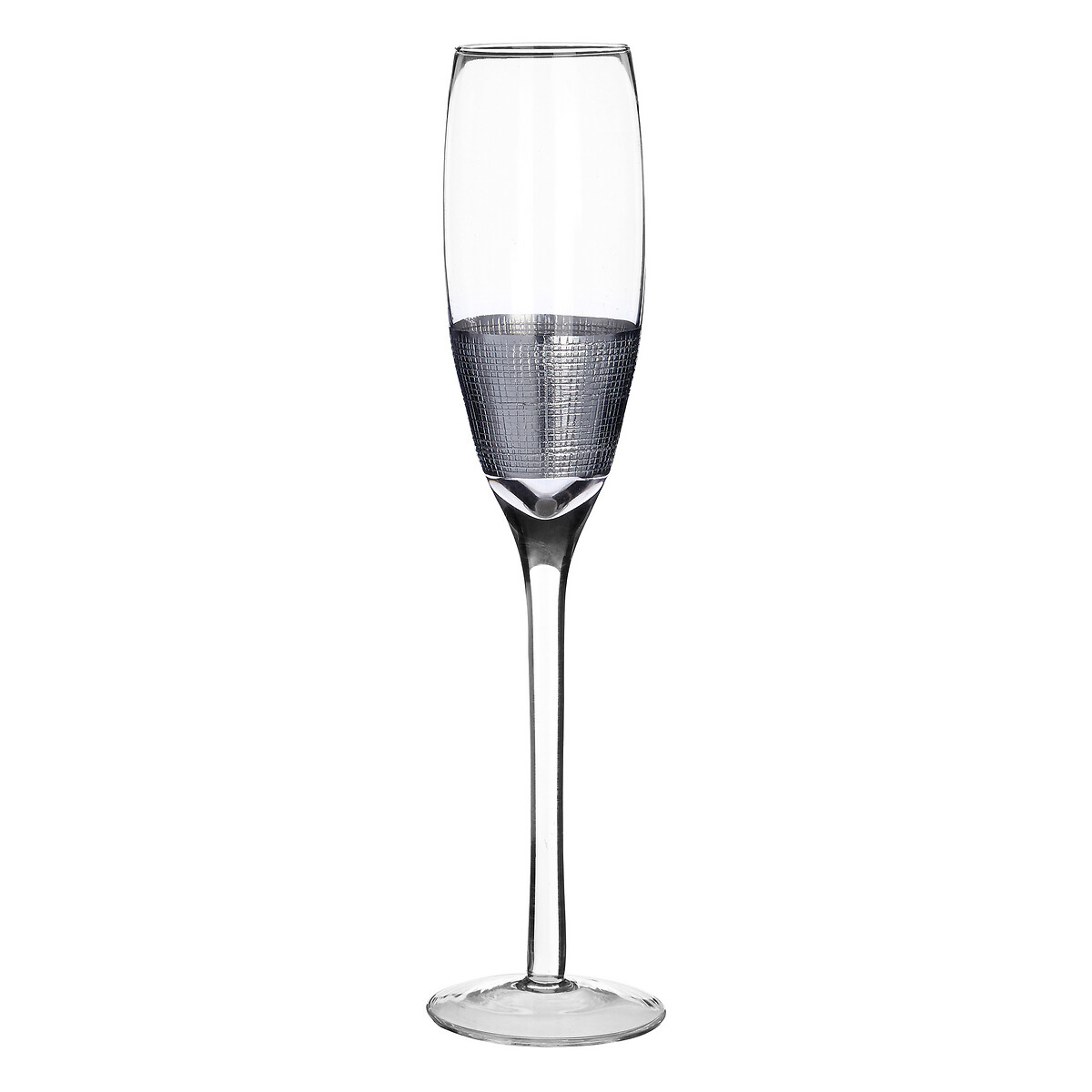 So'home Silver-Coloured Set Of 4 Silver Crosshatch Champagne Flute Glasses