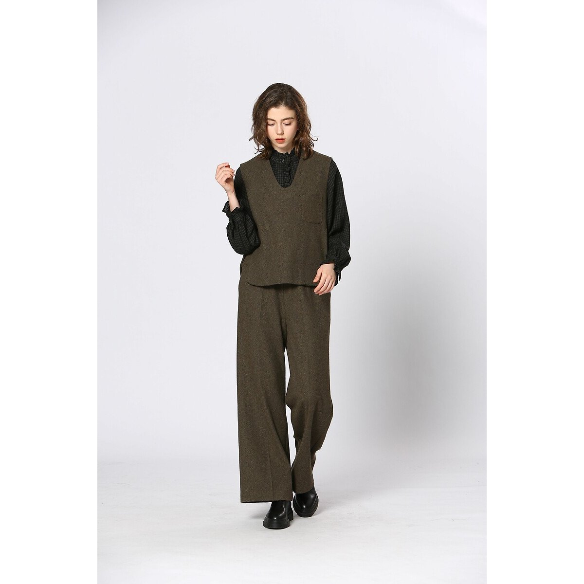 Pantalón ancho Mujer Talla 38. Color Verde