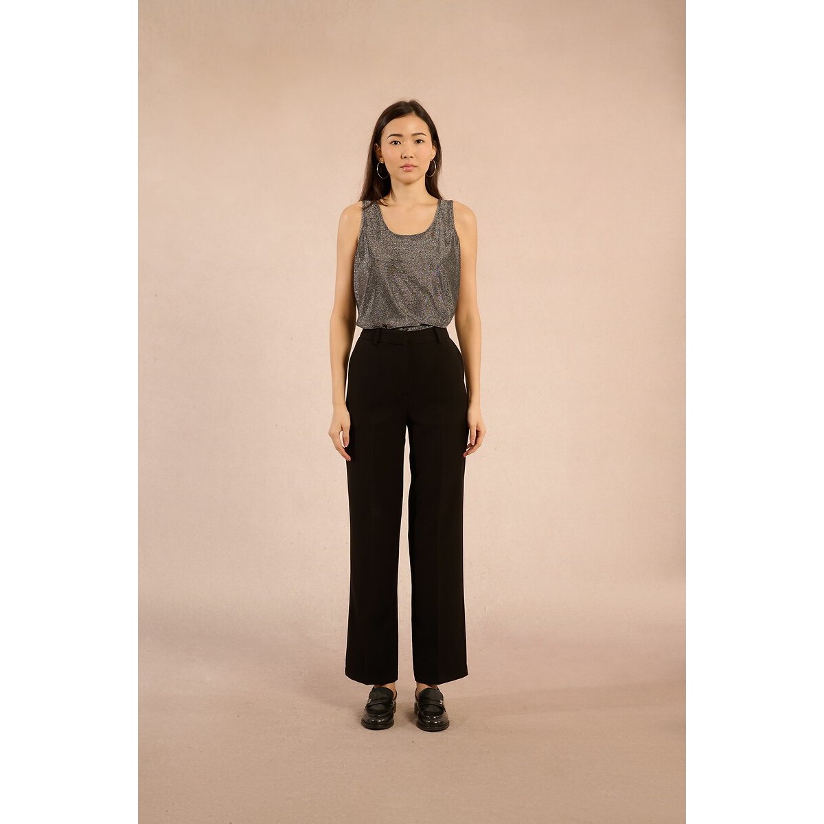 Pantalon flare, taille mi-haute