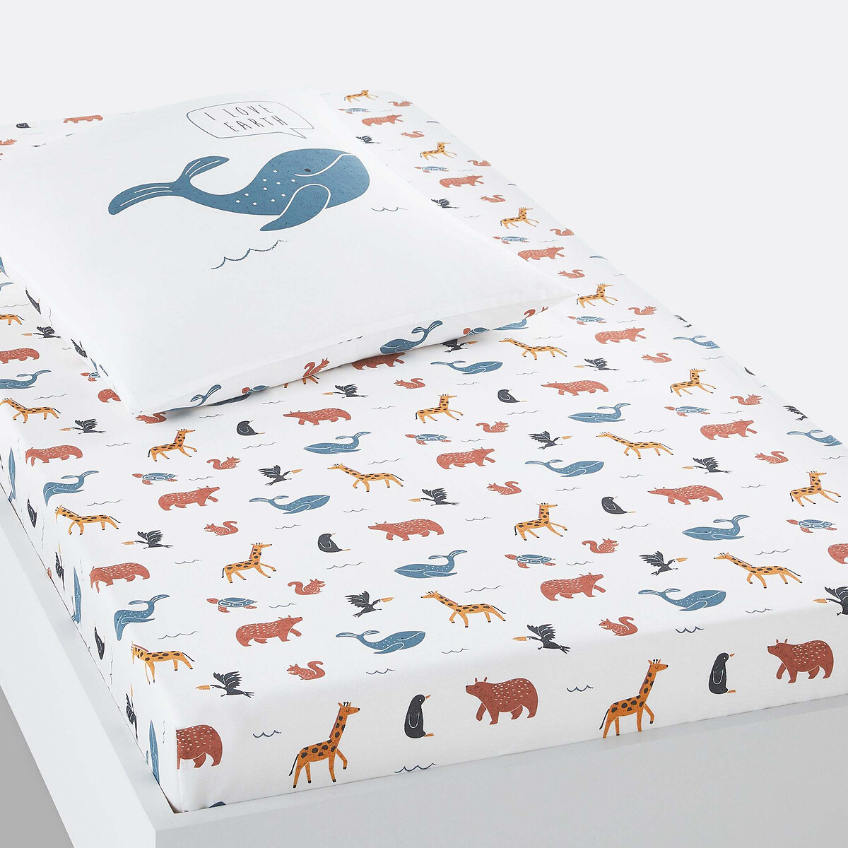 La Redoute Interieurs Earth Organic Cotton Fitted Sheet Unisex Printed Single (90X190cm)