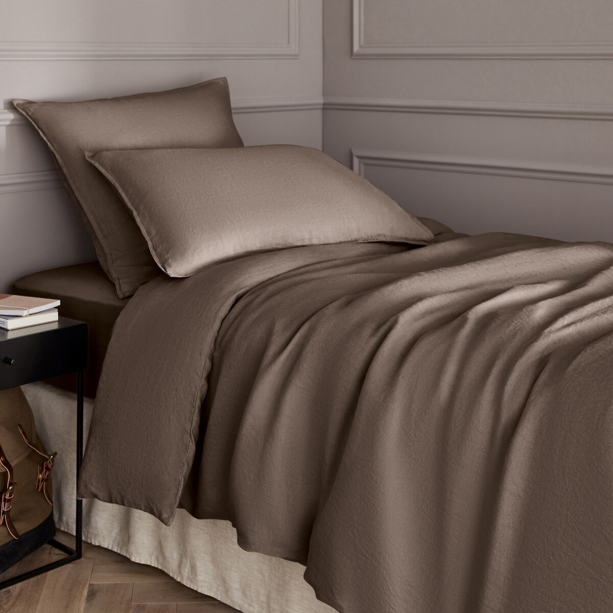 Am.pm Elina Washed Linen Child's Duvet Cover Unisex Spiced Chocolate Double (200X200cm)