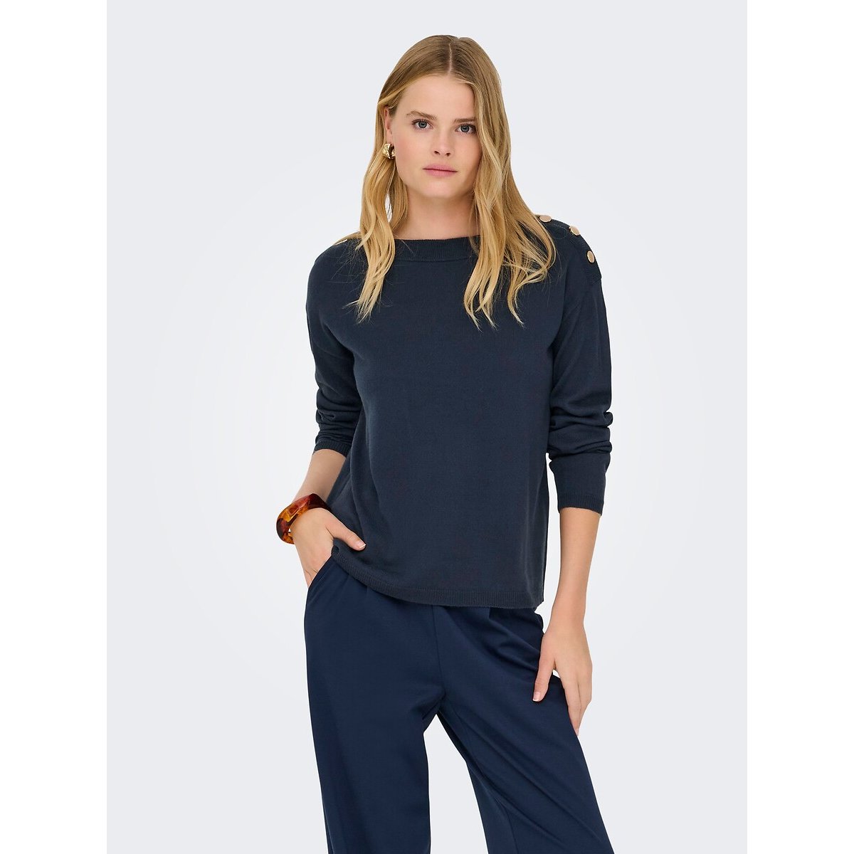 Jdy Crew Neck Jumper Women's Navy Blue Extra Large