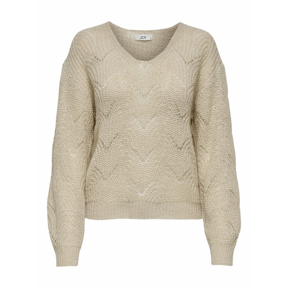 Jdy Knitted Jumper With Metallic Fibres Women's Beige Large