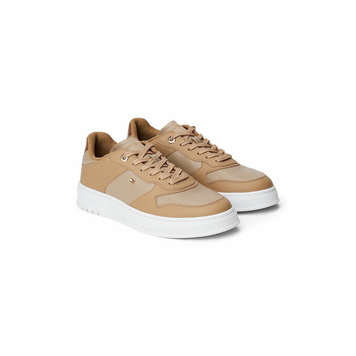 Tommy Hilfiger Cupsole Leather Trainers Women's Beige Size 38 (5)