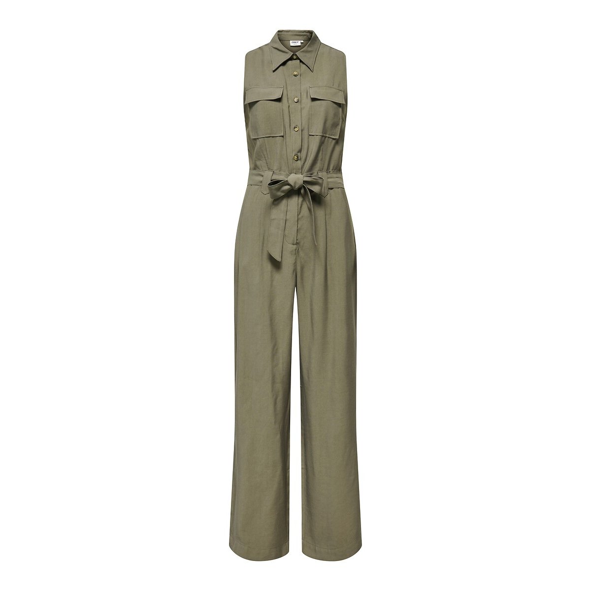 Only Belted Sleeveless Jumpsuit Women's Khaki Size 10