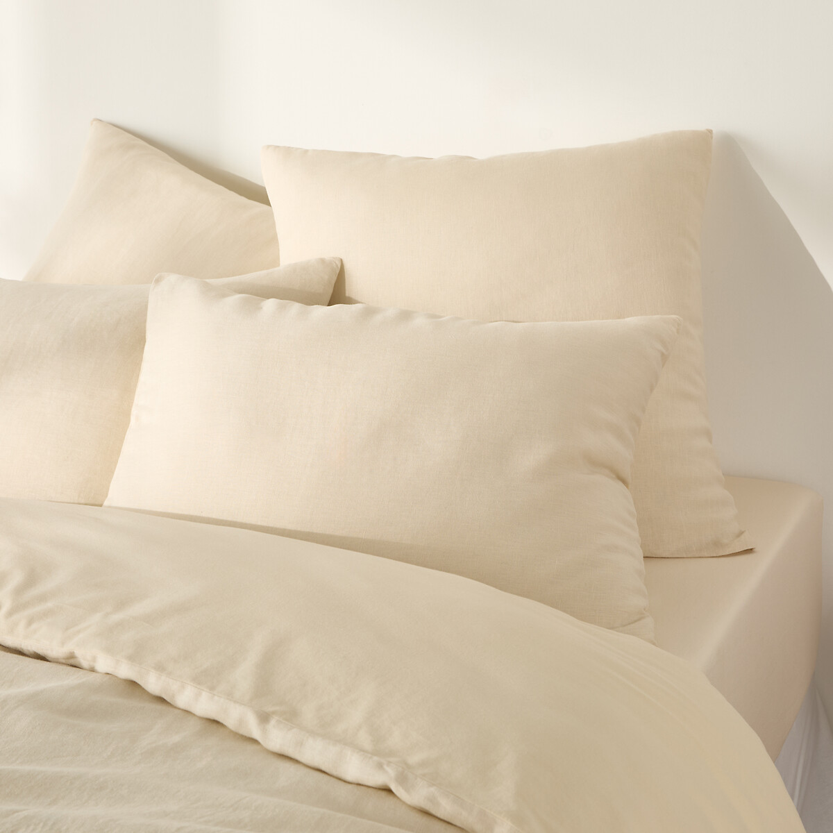 Drap-housse Uni, En Coton Lavé, Bonnet 30 Cm, ANNABA — vue 3