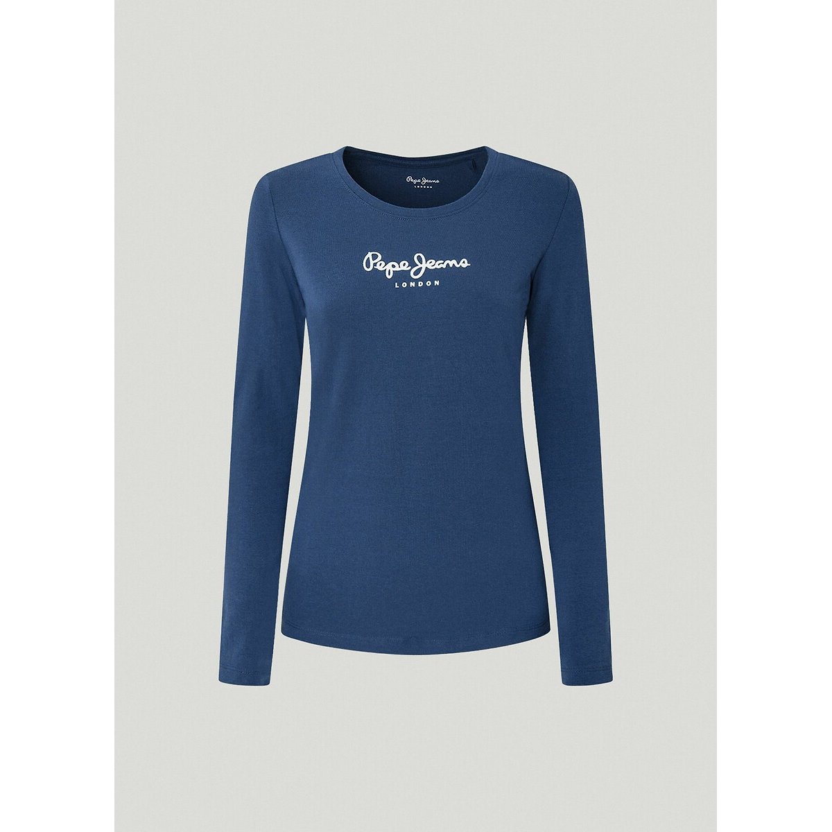 Pepe Jeans Logo Print T-Shirt With Long Sleeves Women's Blue Medium