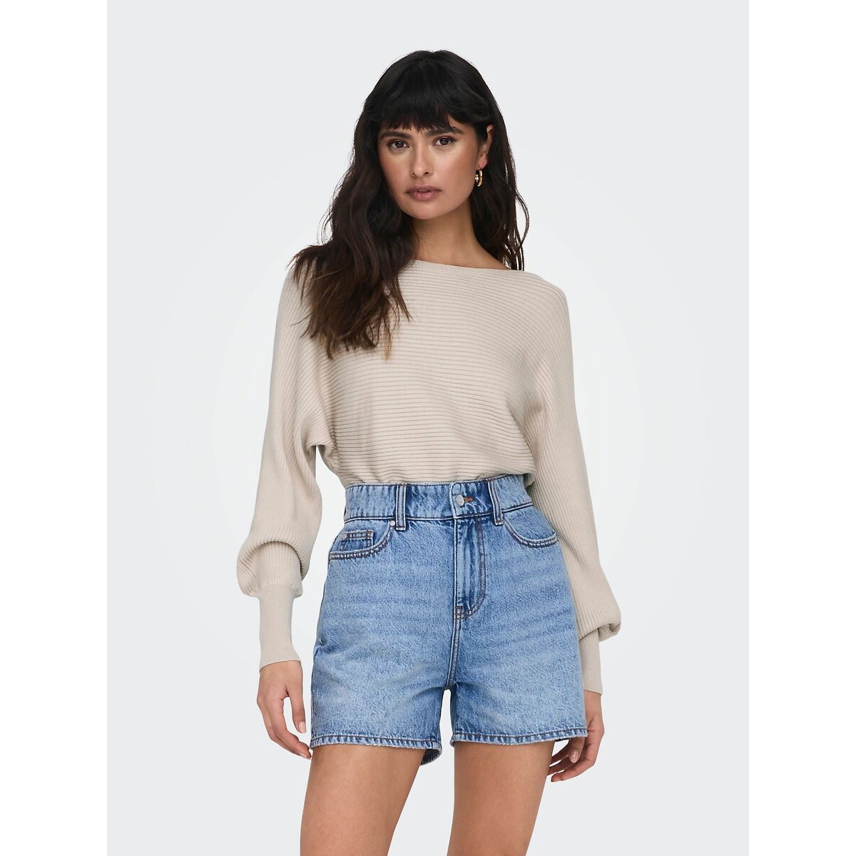 Only Boat Neck Jumper In Fine Knit Women's Ecru Extra Small