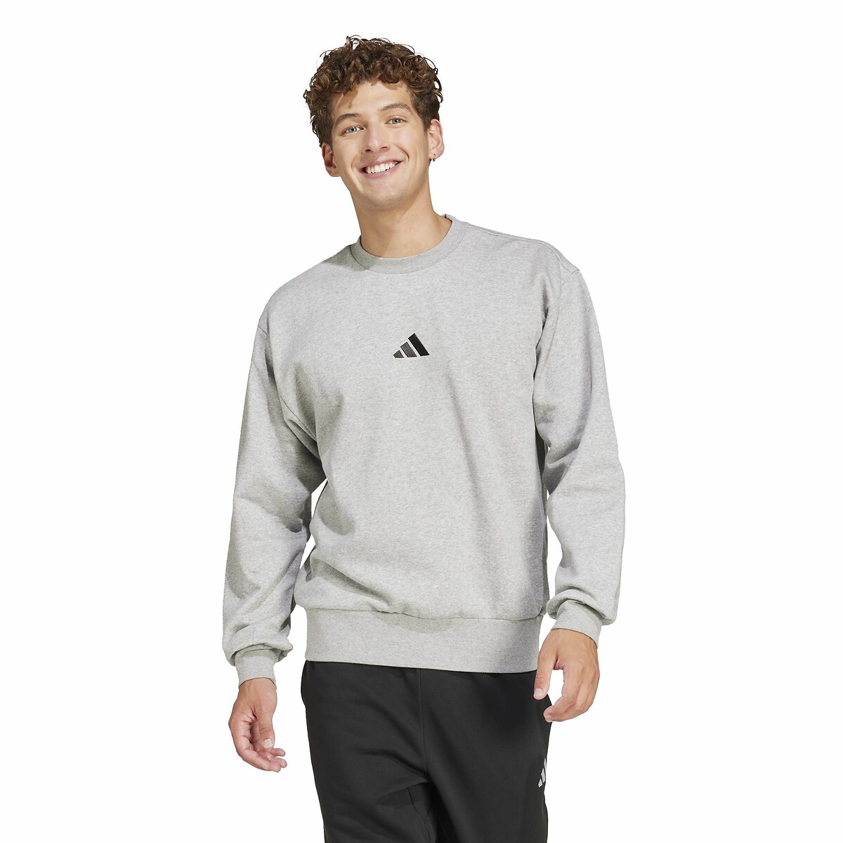Adidas Sportswear Essentials Feelcozy Fleece Sweatshirt Men's Grey Marl Small