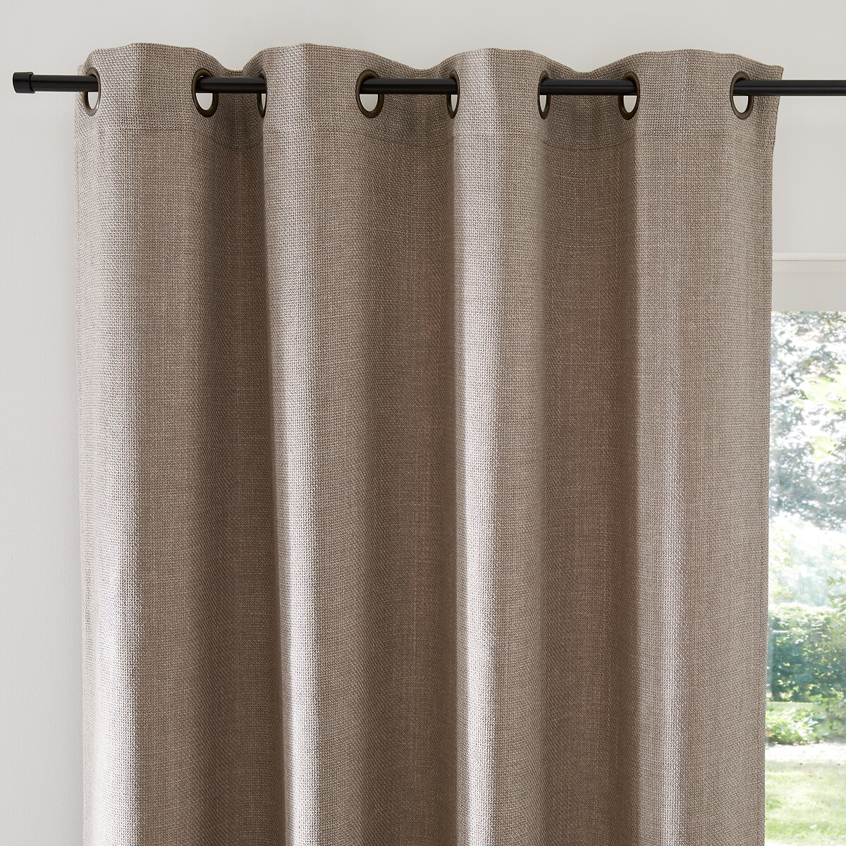 La Redoute Interieurs Montego Woven Eyelet Curtain Unisex Natural Size D180 X W140cm