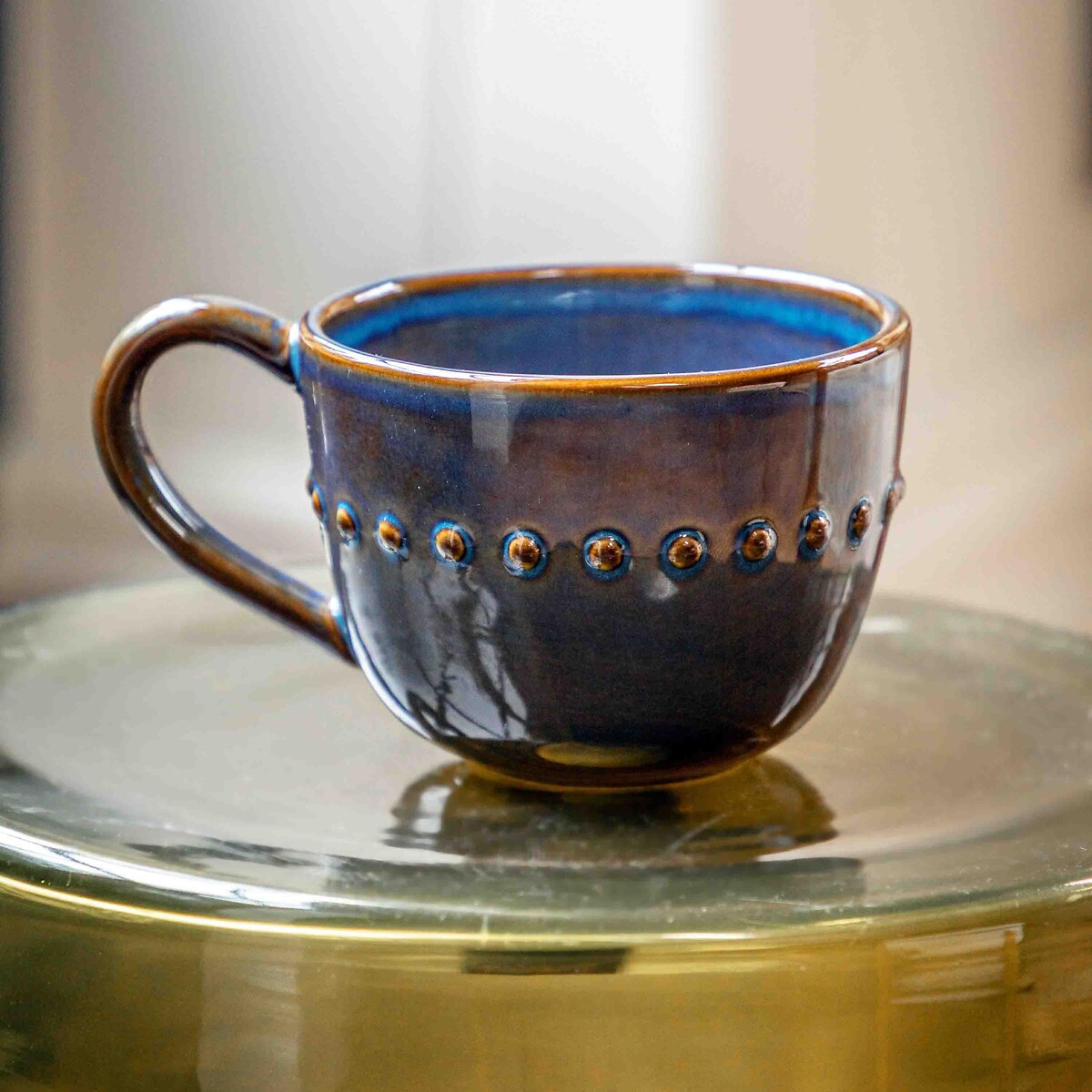 Édité Set Of 4 Reactive Organic Beaded Mugs Blue - La Redoute - Image 1