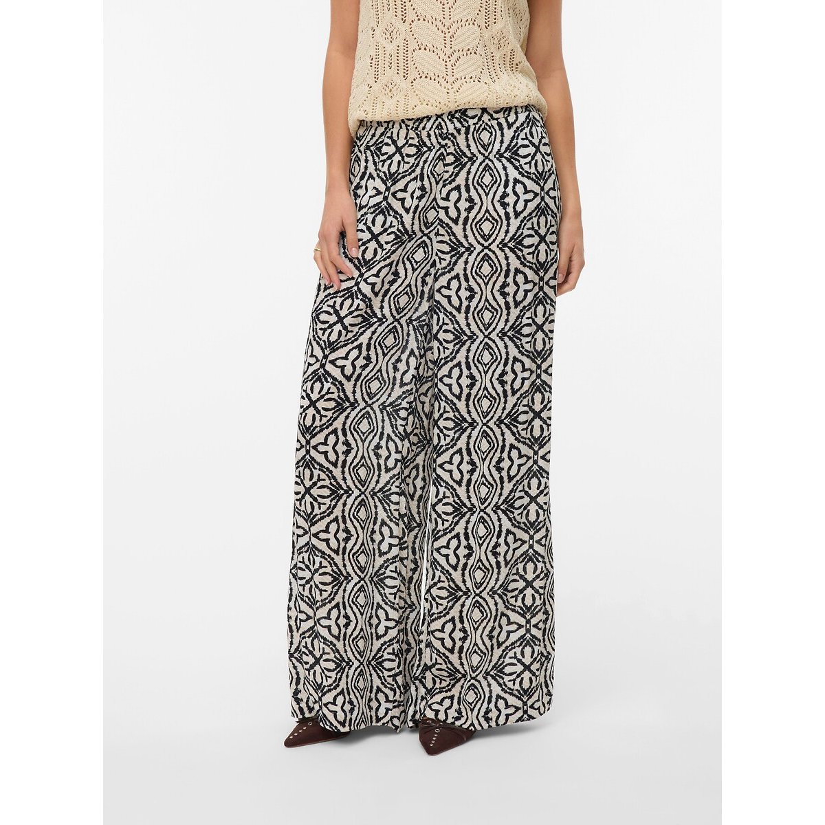 Vero Moda Printed Wide Leg Trousers Women's Black Print Extra Small